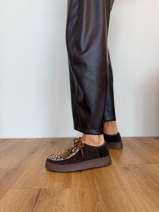Mocassino Wallabee marrone/leopardato