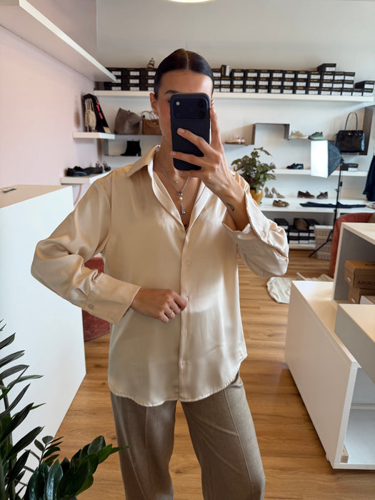 Camicia satinata beige