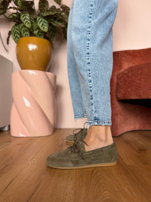 Mocassino barca verde oliva