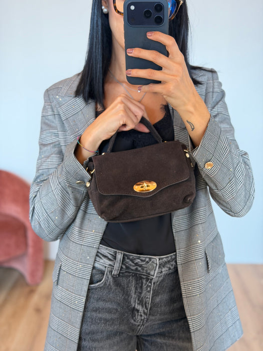 Mini bag Zenny suede marrone