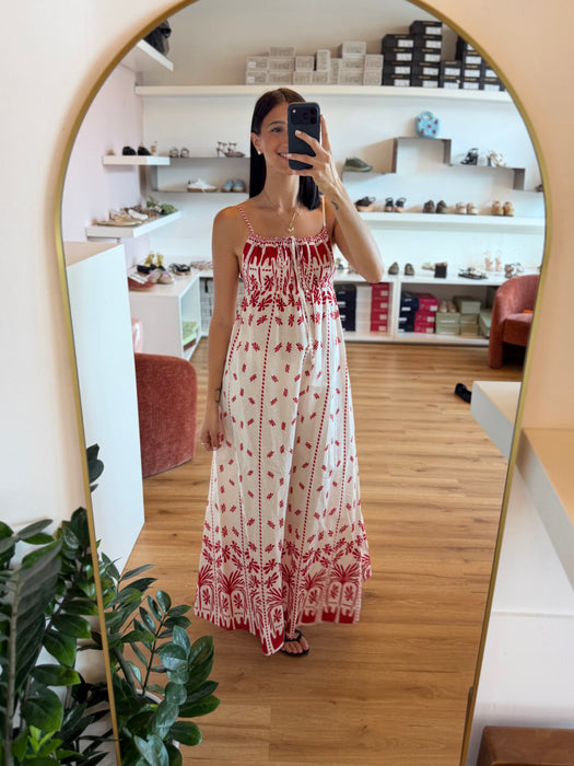 Abito bianco fantsia rosso
