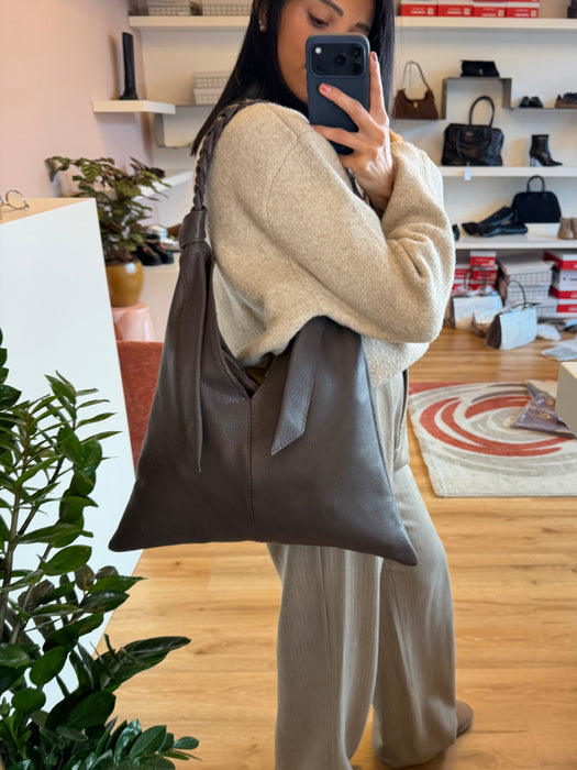 Shopper in vera pelle TRECCIA-vari colori