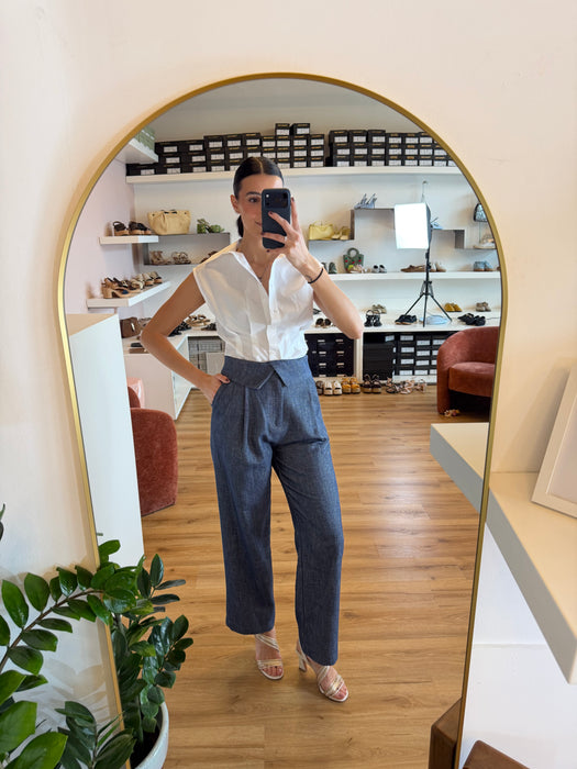 Pantalone morbido chiusura sovrapposta DENIM