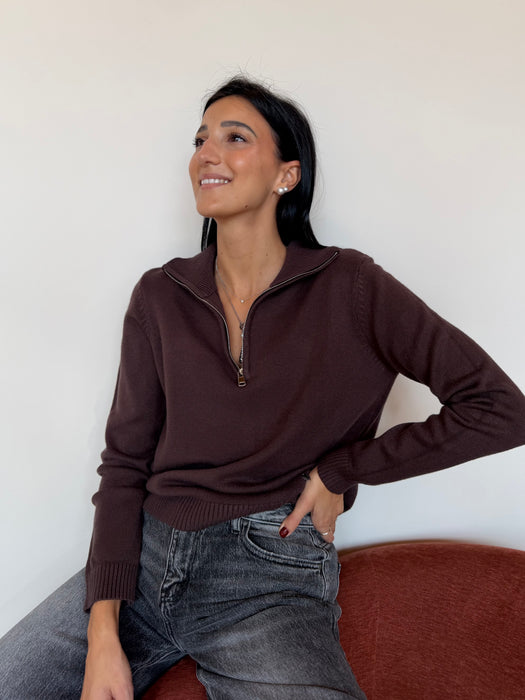 Maglioncino zip con collo - vari colori