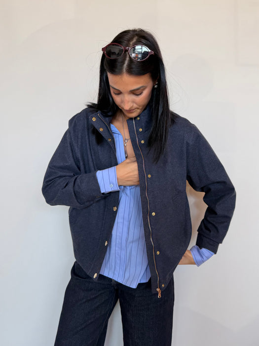 Giacca/bomber blu tessuto
