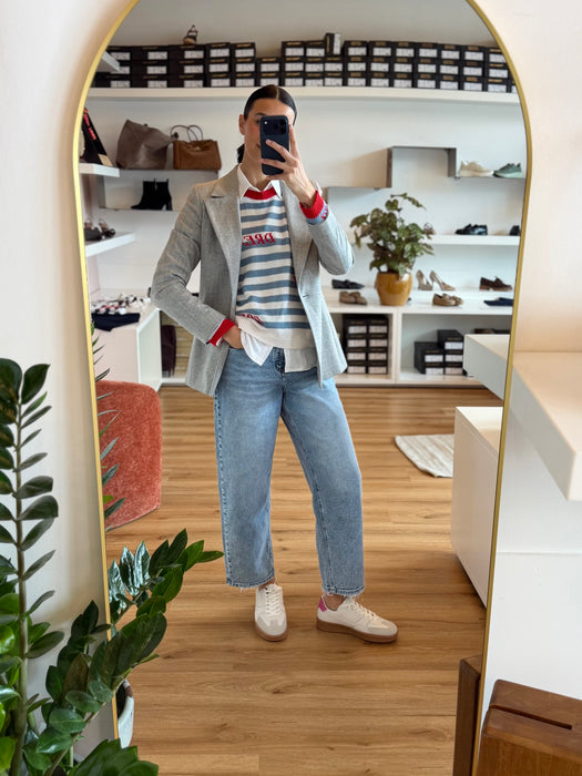 Blazer gessato grigio felpa