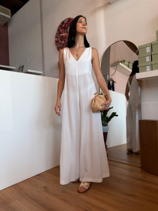 TUTA LUNGA IN TENCEL SCOLLO A V