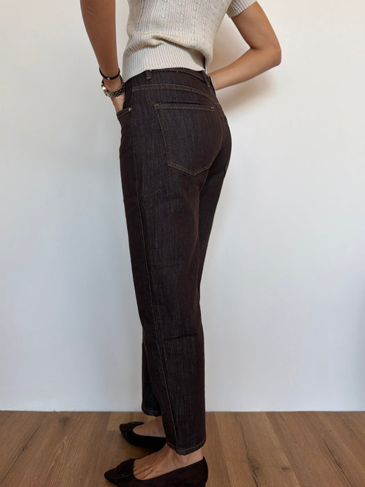 Jeans mom fit CROPPED MARRONE