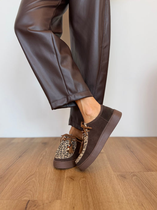 Mocassino Wallabee marrone/leopardato
