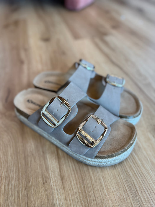 Ciabatta doppia fibbia PLATFORM BEIGE