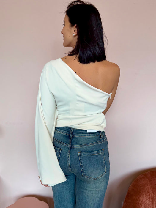 Maglia monospalla panna