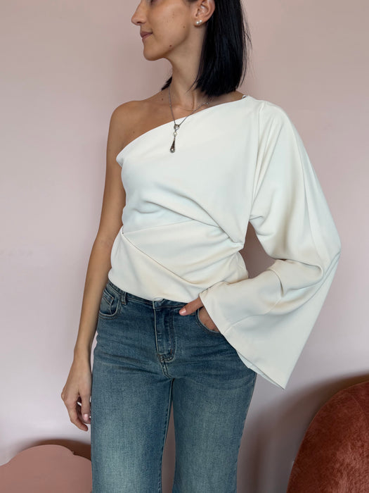 Maglia monospalla panna