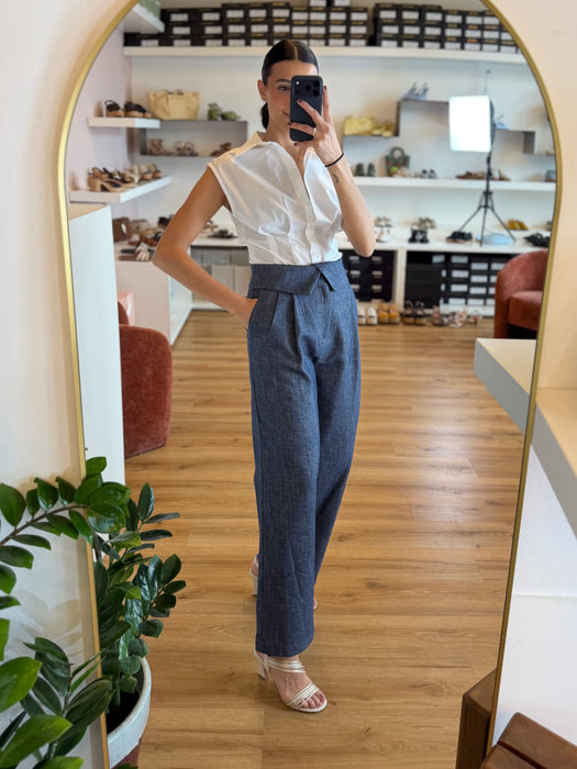 Pantalone morbido chiusura sovrapposta DENIM