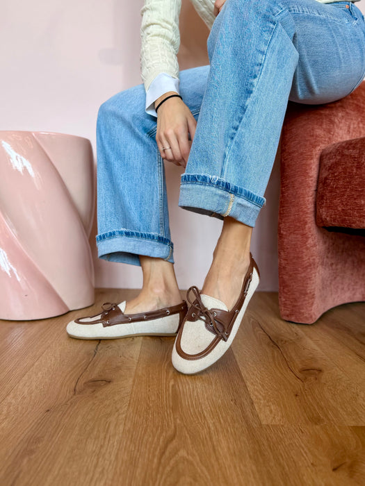 Mocassino barca in tessuto