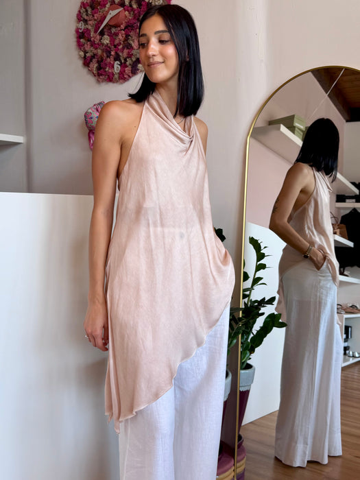 Top asimmetrico rosa cipria