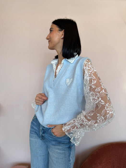 Gilet + camicia pizzo