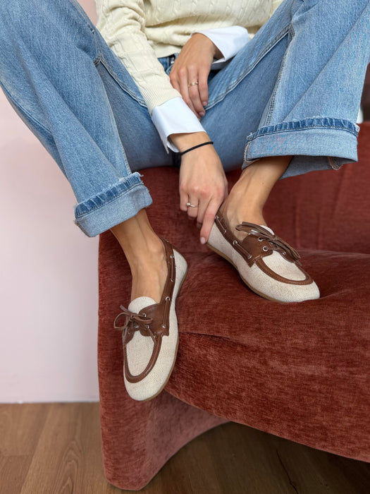 Mocassino barca in tessuto