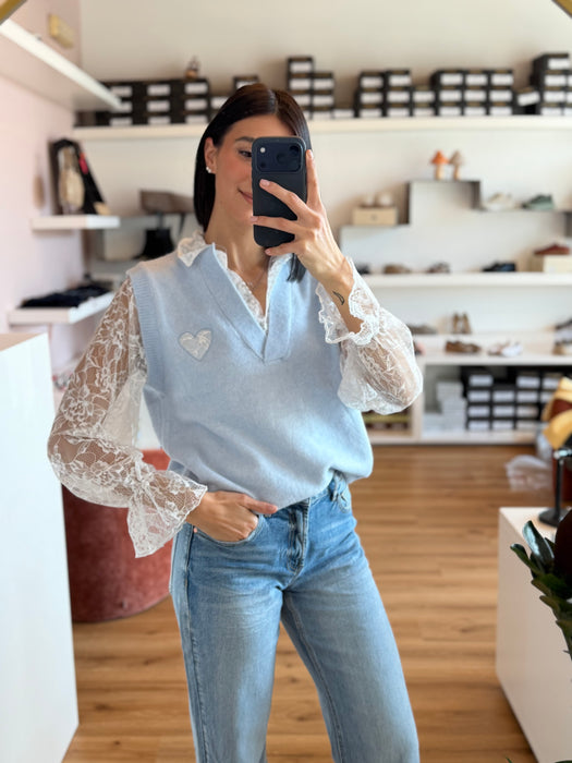 Gilet + camicia pizzo