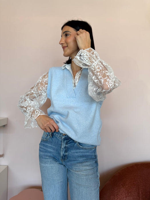 Gilet + camicia pizzo