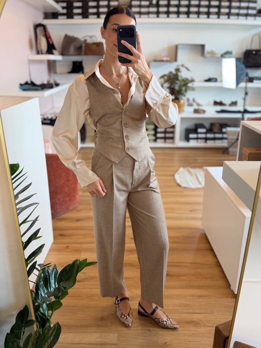 Camicia satinata beige