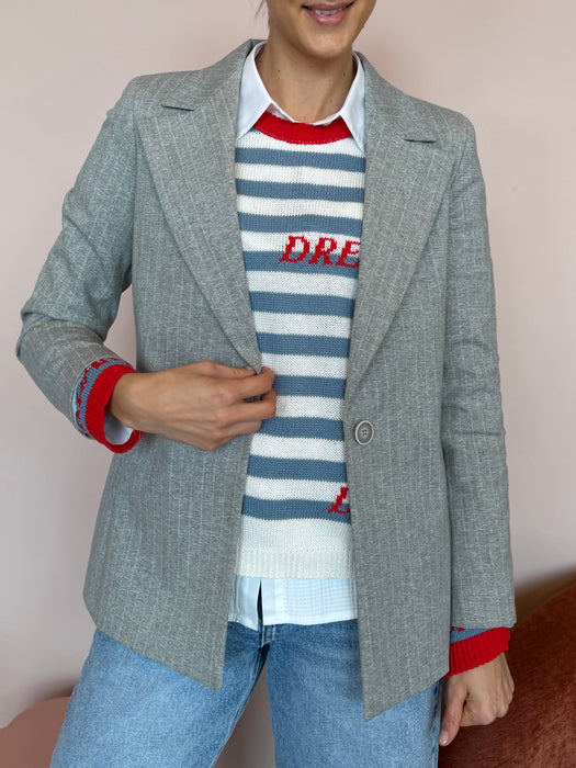 Blazer gessato grigio felpa