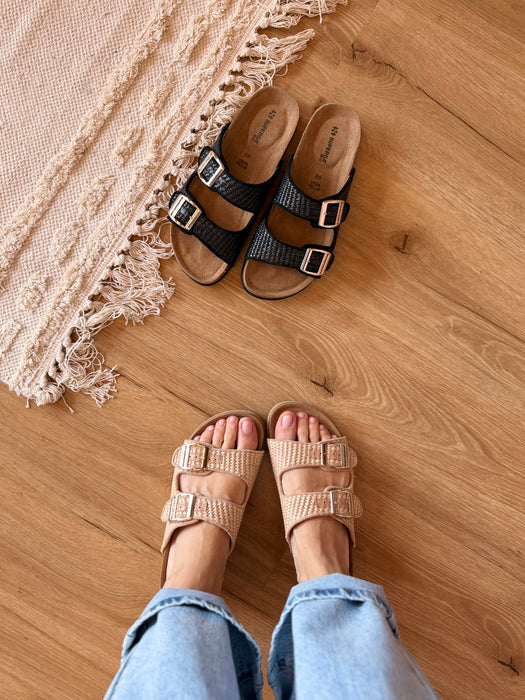 Ciabatta effetto rafia BEIGE