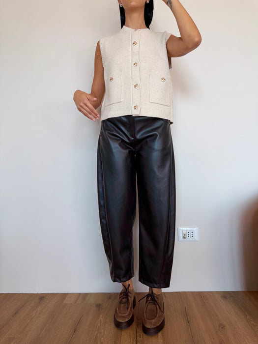 Pantalone simil pelle barrel