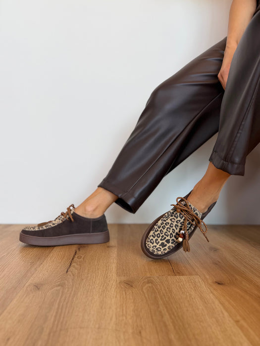 Mocassino Wallabee marrone/leopardato