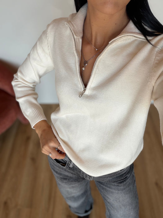Maglioncino zip con collo - vari colori