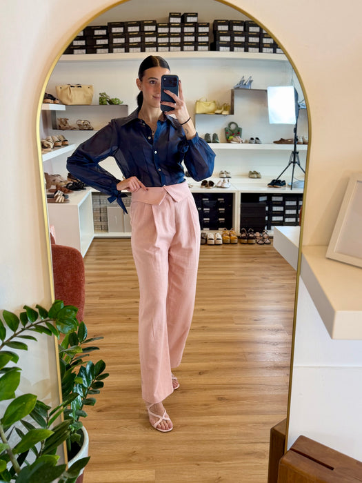 Pantalone morbido chiusura sovrapposta ROSA