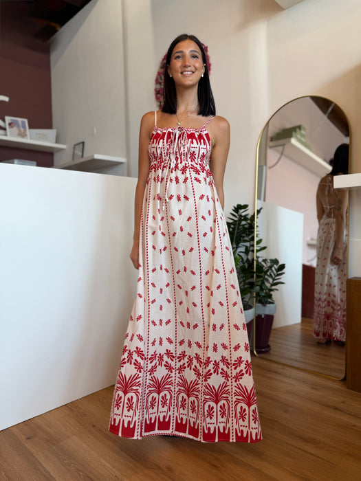 Abito bianco fantsia rosso
