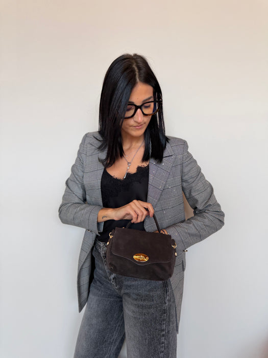 Mini bag Zenny suede marrone