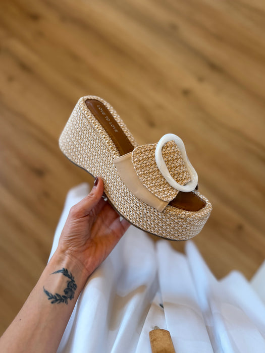 Ciabattona Mattioli beige rafia