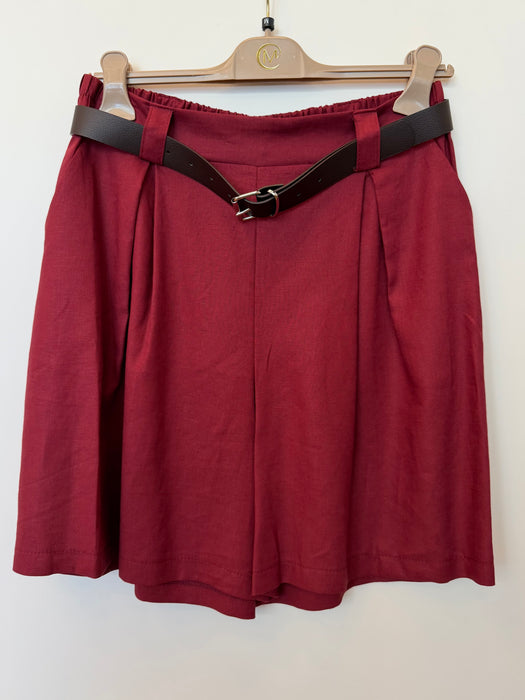 SHORTS MISTO LINO CON PIEGHE E CINTURA