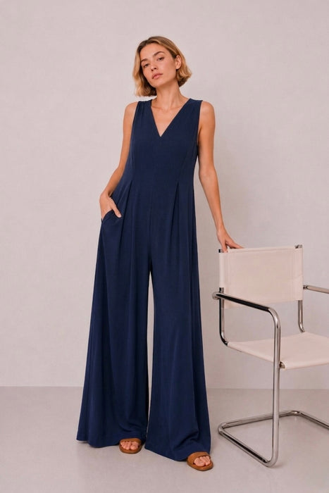 TUTA LUNGA IN TENCEL SCOLLO A V