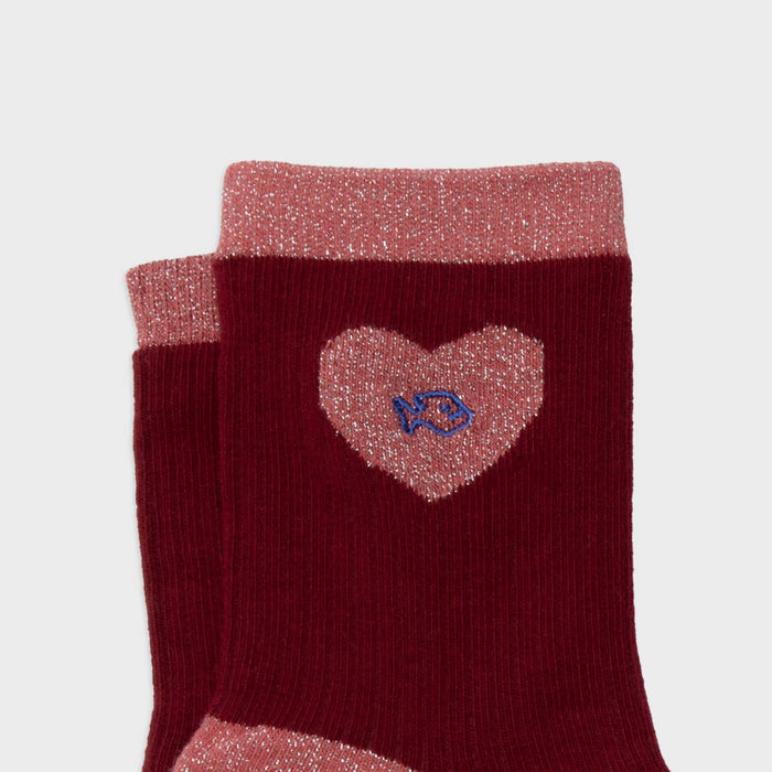 Calze in cotone pettinato a forma di cuore - Rosa scuro